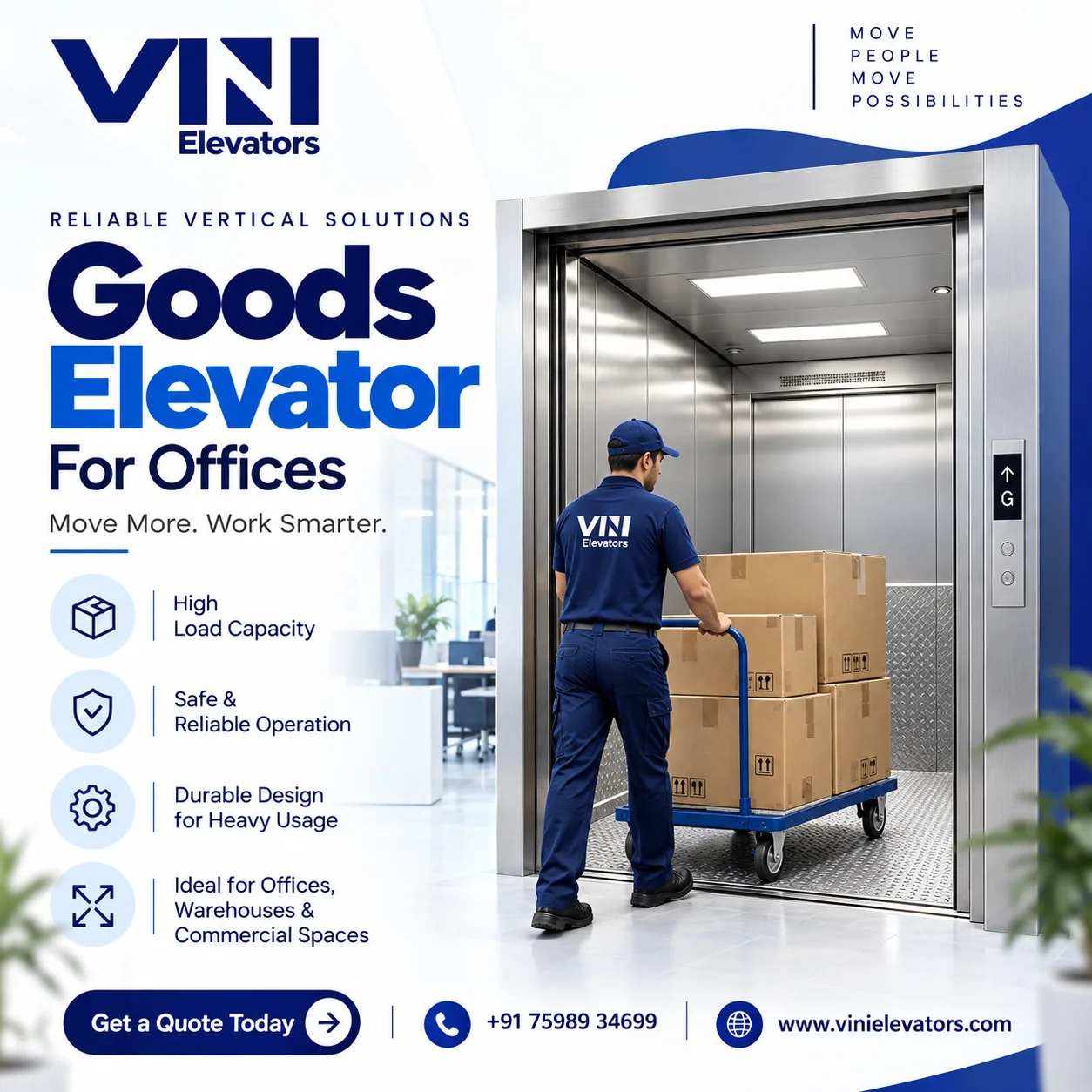 Goods Elevator for Office & Commercial Buildings | VINI Elevators